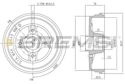  CR5652 BREMSI Тормозной барабан