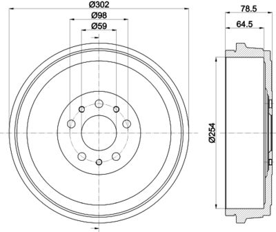  8DT355303341 HELLA PAGID Тормозной барабан