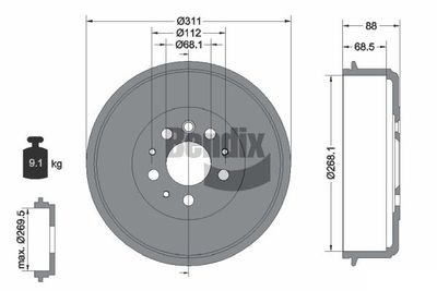  BDM1018 BENDIX Braking Тормозной барабан