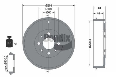  BDM1074 BENDIX Braking Тормозной барабан