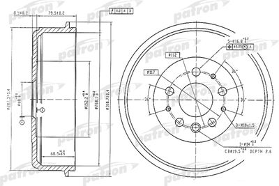  PDR1210 PATRON Тормозной барабан