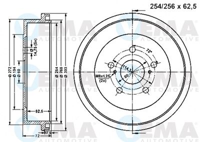  801214 VEMA Тормозной барабан