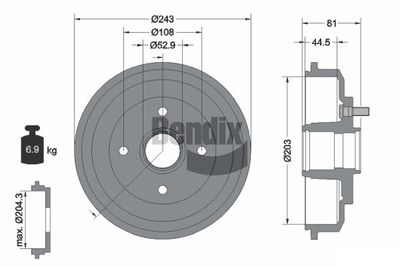  BDM1070 BENDIX Braking Тормозной барабан