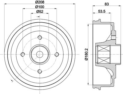  8DT355302801 HELLA Тормозной барабан