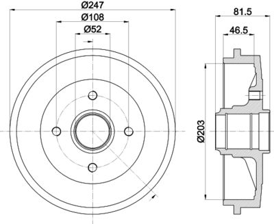  8DT355300481 HELLA Тормозной барабан