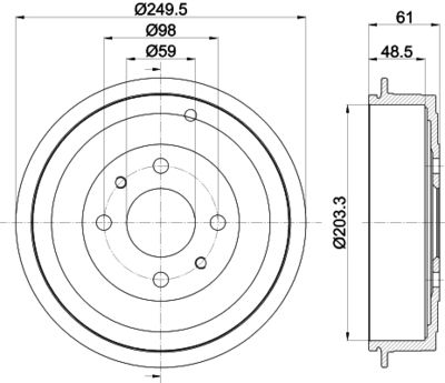  8DT355301421 HELLA Тормозной барабан