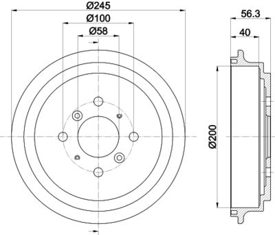  8DT355300571 HELLA Тормозной барабан