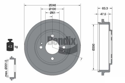  BDM1108 BENDIX Braking Тормозной барабан