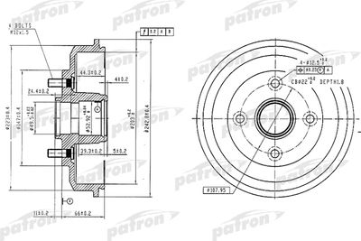  PDR1584 PATRON Тормозной барабан