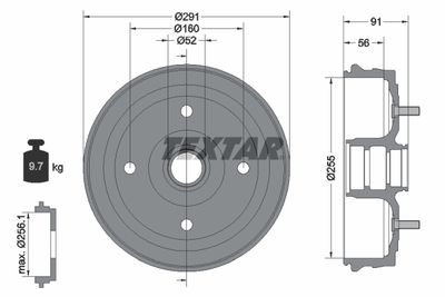  94030800 TEXTAR Тормозной барабан