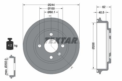  94036900 TEXTAR Тормозной барабан