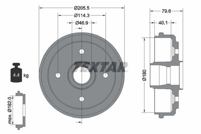  94026200 TEXTAR Тормозной барабан