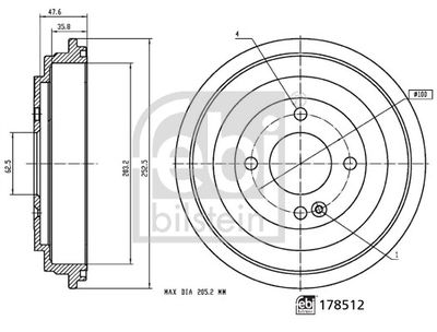  178512 FEBI BILSTEIN Тормозной барабан