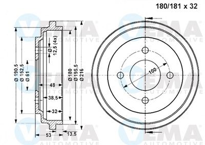  801295 VEMA Тормозной барабан