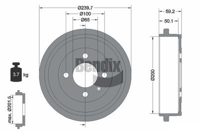  BDM1053 BENDIX Braking Тормозной барабан