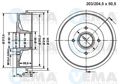  801312 VEMA Тормозной барабан