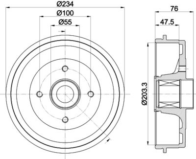  8DT355303321 HELLA PAGID Тормозной барабан