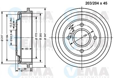  800991 VEMA Тормозной барабан