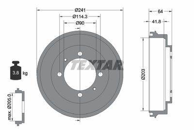  94030100 TEXTAR Тормозной барабан