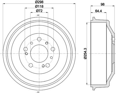  8DT355300061 HELLA PAGID Тормозной барабан