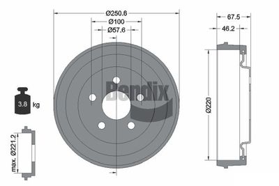  BDM1159 BENDIX Braking Тормозной барабан