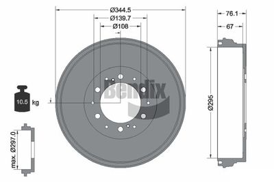  BDM1114 BENDIX Braking Тормозной барабан