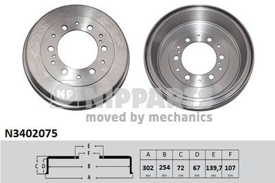  N3402075 NIPPARTS Тормозной барабан