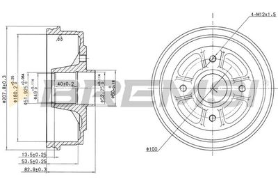  CR5168 BREMSI Тормозной барабан