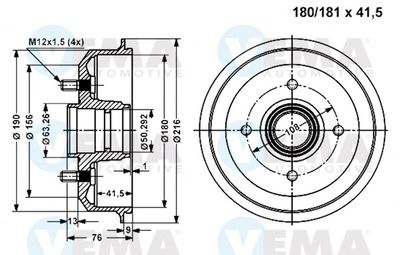  801151 VEMA Тормозной барабан