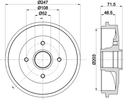  8DT355300731 HELLA PAGID Тормозной барабан