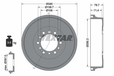  94043400 TEXTAR Тормозной барабан