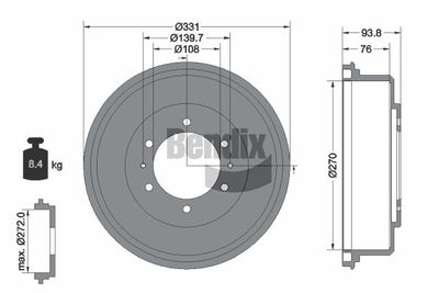  BDM1121 BENDIX Braking Тормозной барабан