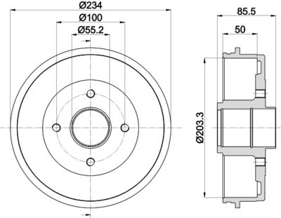  8DT355301391 HELLA Тормозной барабан