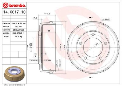  14C01710 BREMBO Тормозной барабан