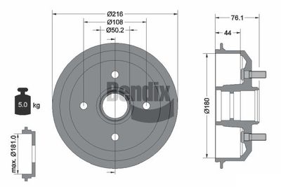  BDM1037 BENDIX Braking Тормозной барабан