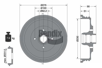  BDM1038 BENDIX Braking Тормозной барабан