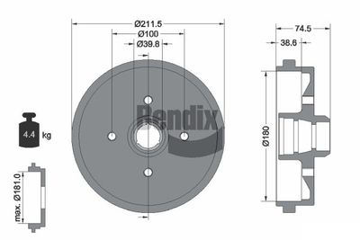  BDM1005 BENDIX Braking Тормозной барабан