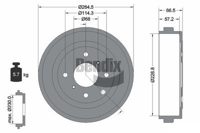  BDM1164 BENDIX Braking Тормозной барабан