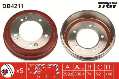  DB4211 TRW Тормозной барабан