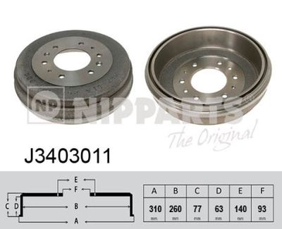  J3403011 NIPPARTS Тормозной барабан