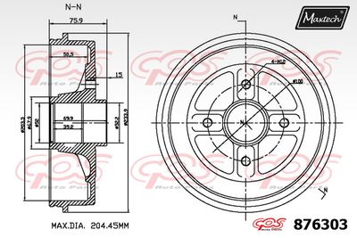  876303 MAXTECH Тормозной барабан