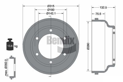  BDM1064 BENDIX Braking Тормозной барабан