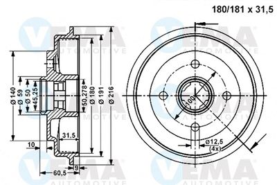  801032 VEMA Тормозной барабан