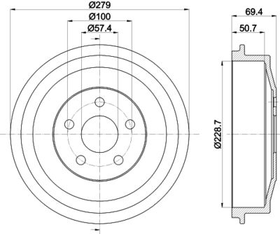  8DT355303101 HELLA PAGID Тормозной барабан