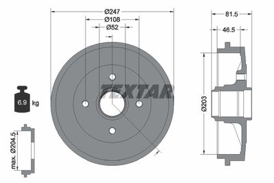  94024900 TEXTAR Тормозной барабан