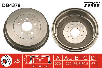  DB4379 TRW Тормозной барабан