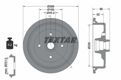  94011500 TEXTAR Тормозной барабан