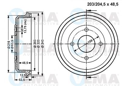  801269 VEMA Тормозной барабан