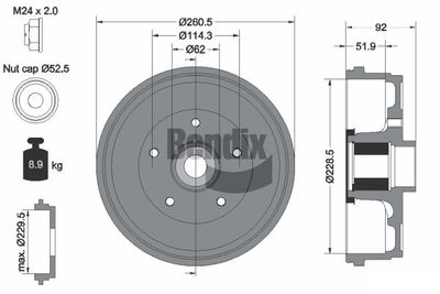  BDM1174 BENDIX Braking Тормозной барабан