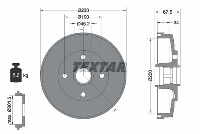  94036500 TEXTAR Тормозной барабан